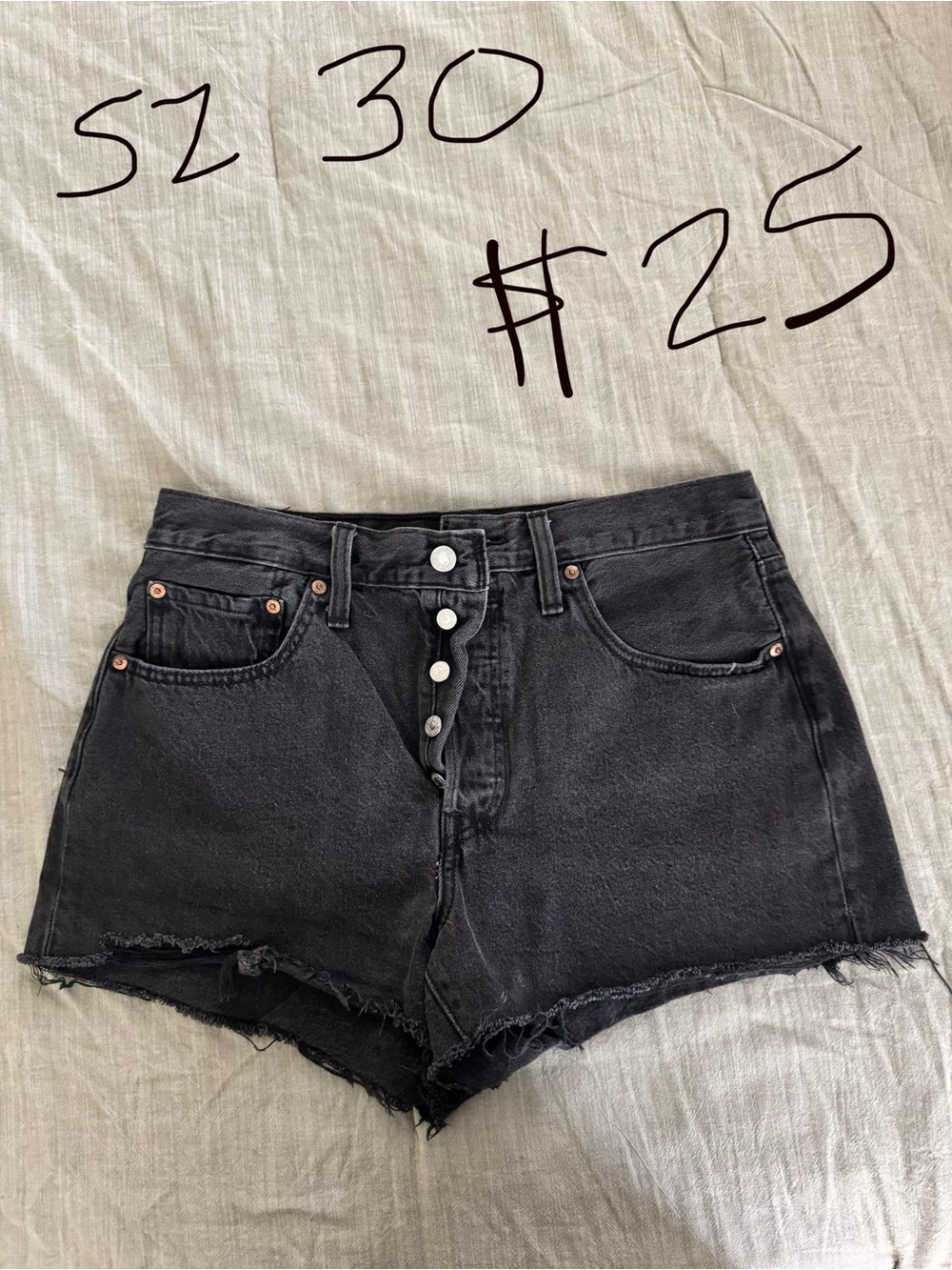 Levi's Black High-Rise Button-Fly Jean Shorts